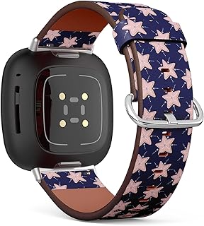 CJBROES Replacement Leather Watch Band, Compatible with Fitbit Versa 3 and Fitbit Sense of Wristband Bracelet Accessory - Vector