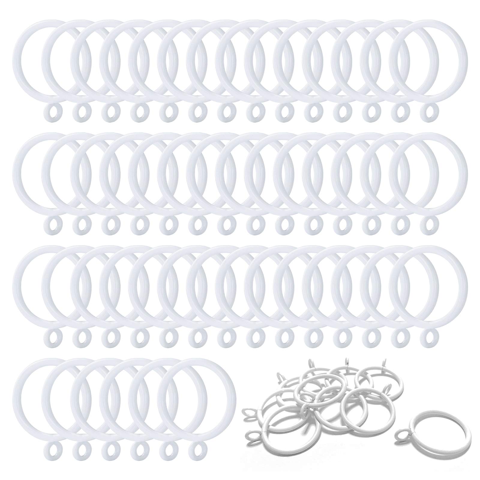 50 Anneaux & Crochets Pour Rideaux Caianwin - Métal Fermé 30 Mm + Crochets Blancs Pliables | Salle De Bain, Cuisine, Douche, Bureau - 2