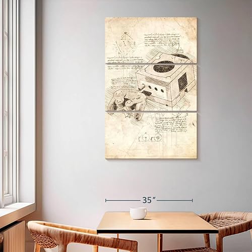 Miniatura 2 de ElephantStock - Arte de pared de cubo de Nintendo Game - Lienzo vertical de varios paneles - Decoración de pared de sala de estar de 3 piezas - Arte