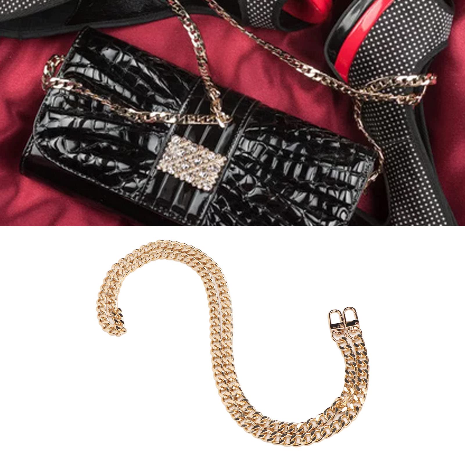 Paquete de 5 cadenas curvas de 1,2 m, suministros para fabricación de joyas, eslabones de metal trenzados a prueba de herrumbre, cadena artesanal para collar DIY, pulsera, j (Oro)