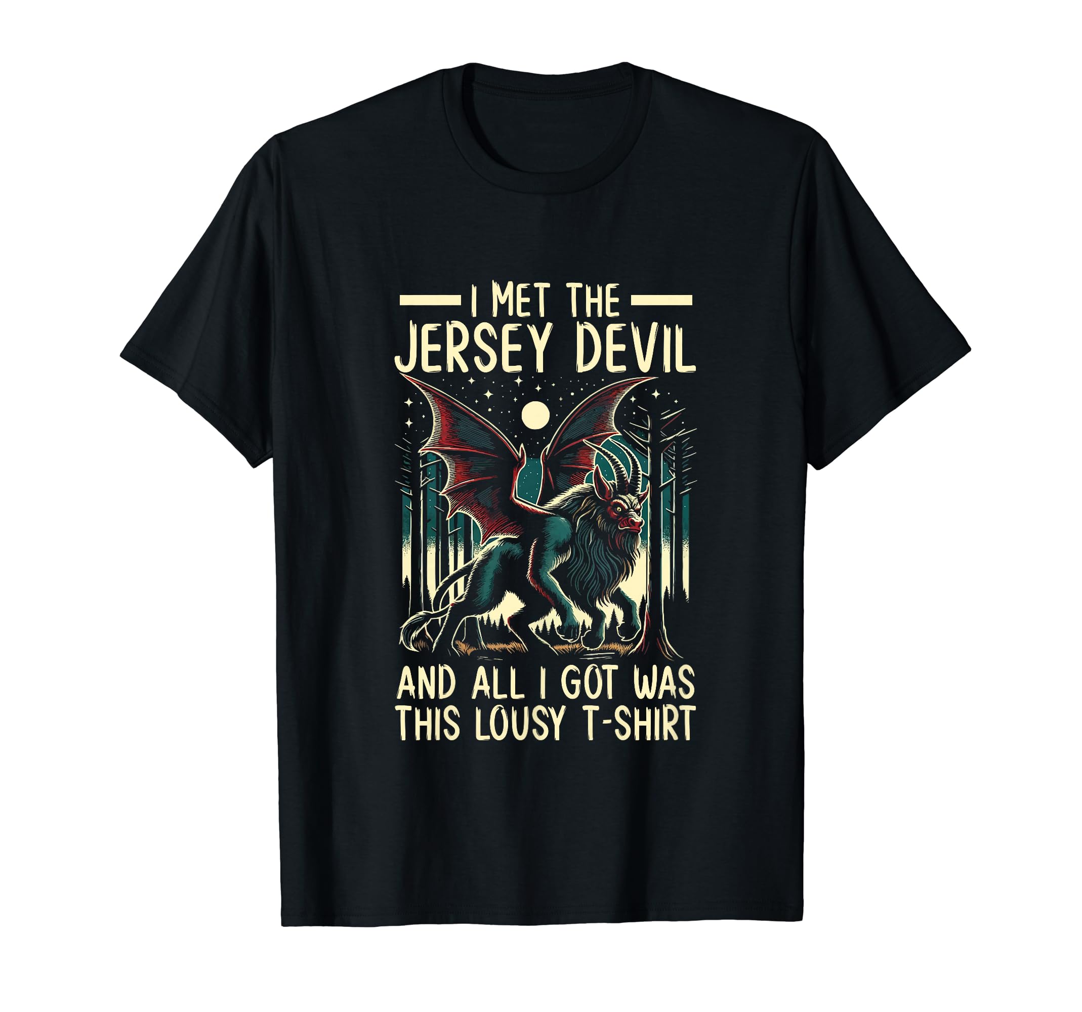 Jersey Devil Cryptid SteMi ApparelJersey Devil Legendary Creature Cryptozoology Cryptid T-Shirt, Small, Black