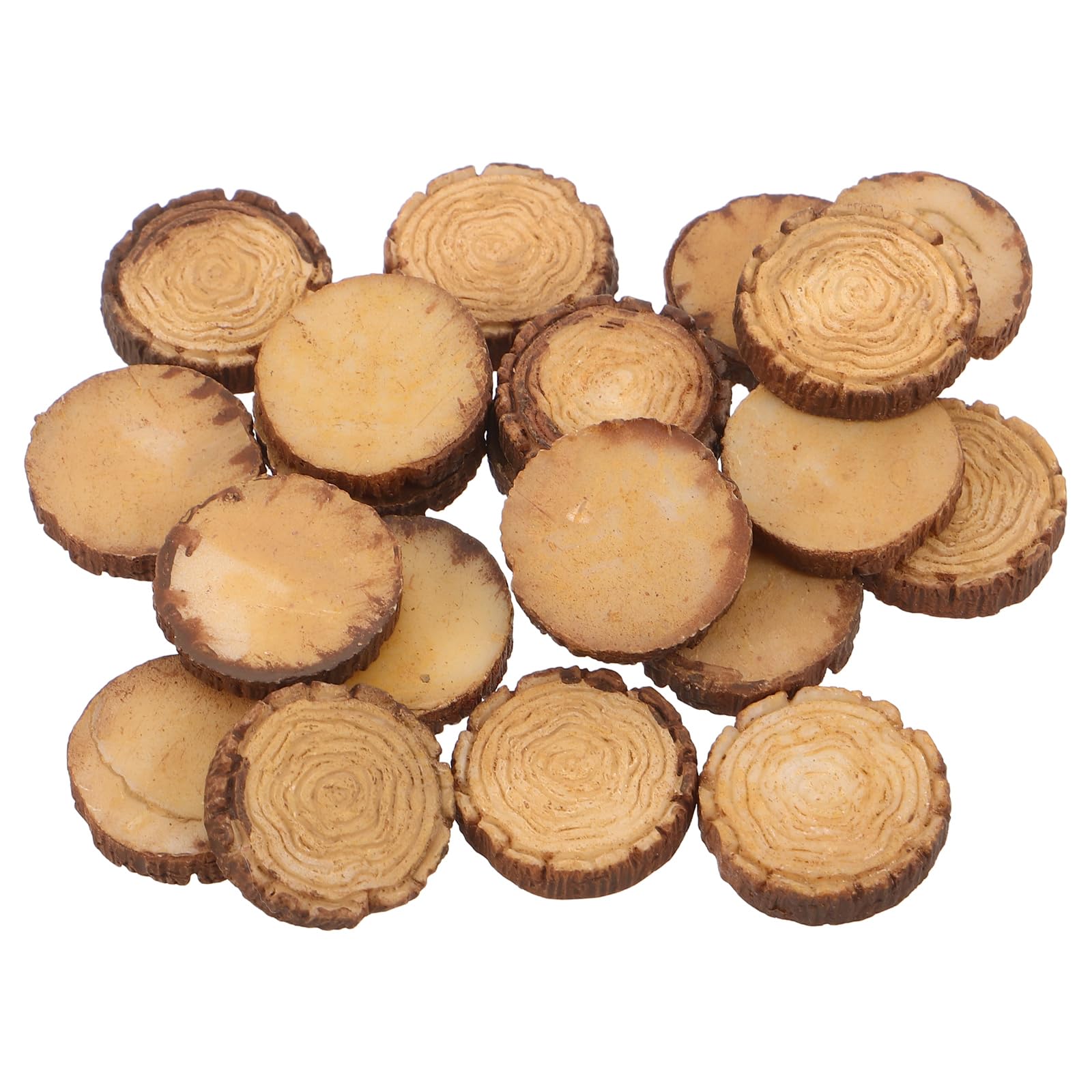 TOVINANNA Miniature Resin Stepping Stones 20Pcs with Wooden Stump Footrests, 0.9" Micro Landscape Stones for Fairy Garden and Terrarium Decoration