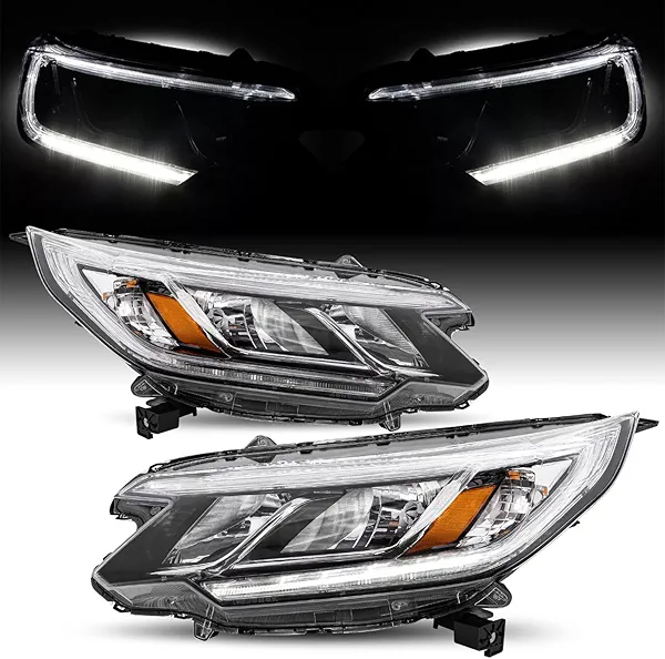 JSBOYAT LED DRL Headlight Assembly Pair fit 2015 2016 Honda CRV [Factory Halogen] OE Style Headlamp Replacement Pair (Driver & Passenger Side)