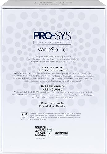 Miniatura 3 de PRO-SYS VarioSonic - Cepillo de dientes eléctrico recargable, aceptado por ADA Cepillo de dientes inteligente sónico (negro)