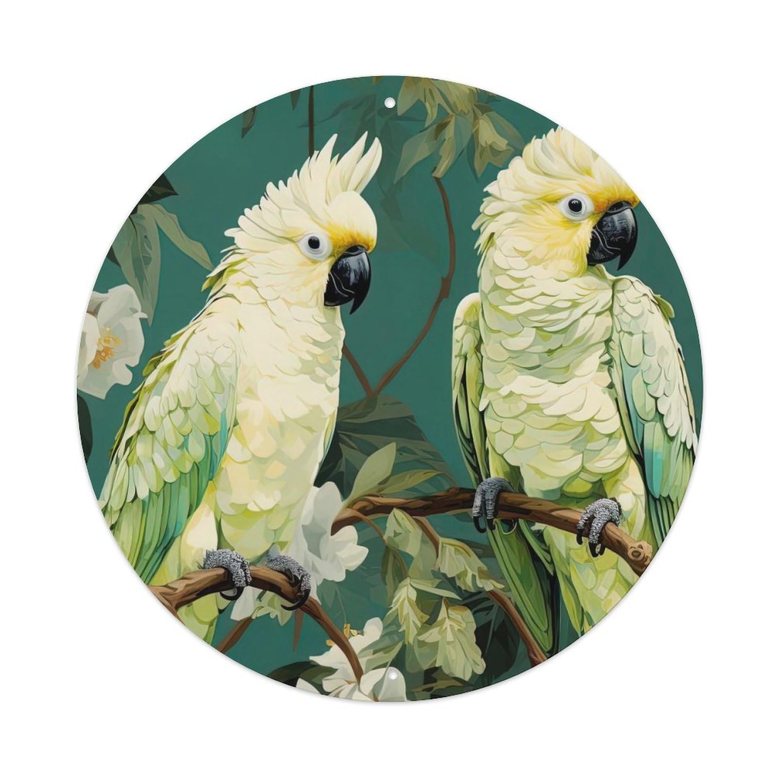 Animal White Parrots' Rest Metal Tin Sign