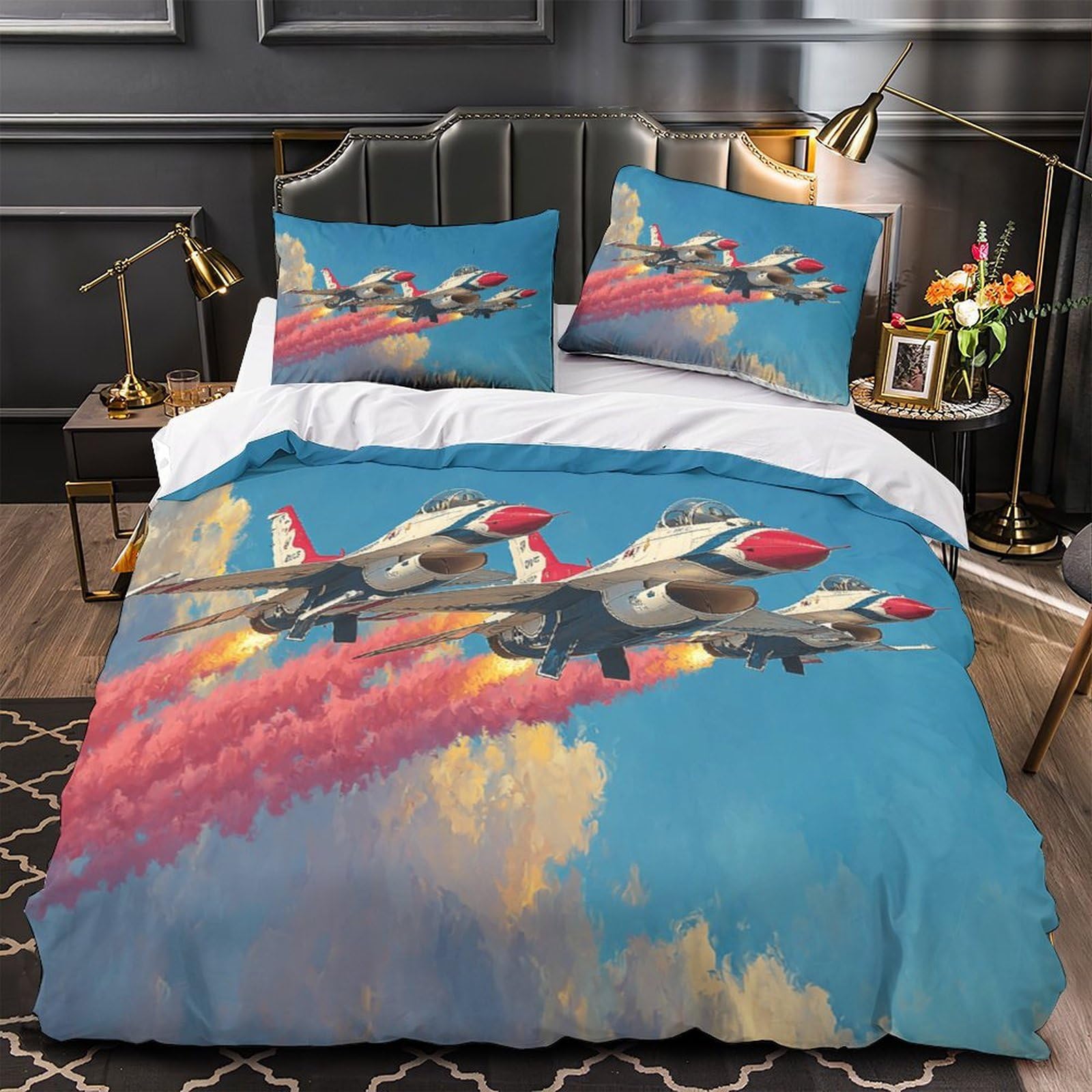 Housse de couette 3D chasseurs à réaction 260x220 cm avec taies
