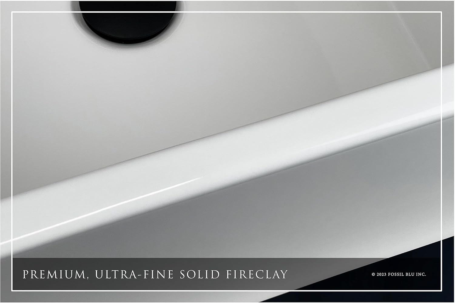 FSW8001 LUXURY 20 X 18 INCH BATHROOM FARMHOUSE SINK IN WHITE, REVERSIBLE, SOLID FIRECLAY, FLAT FRONT, BY FOSSIL BLU