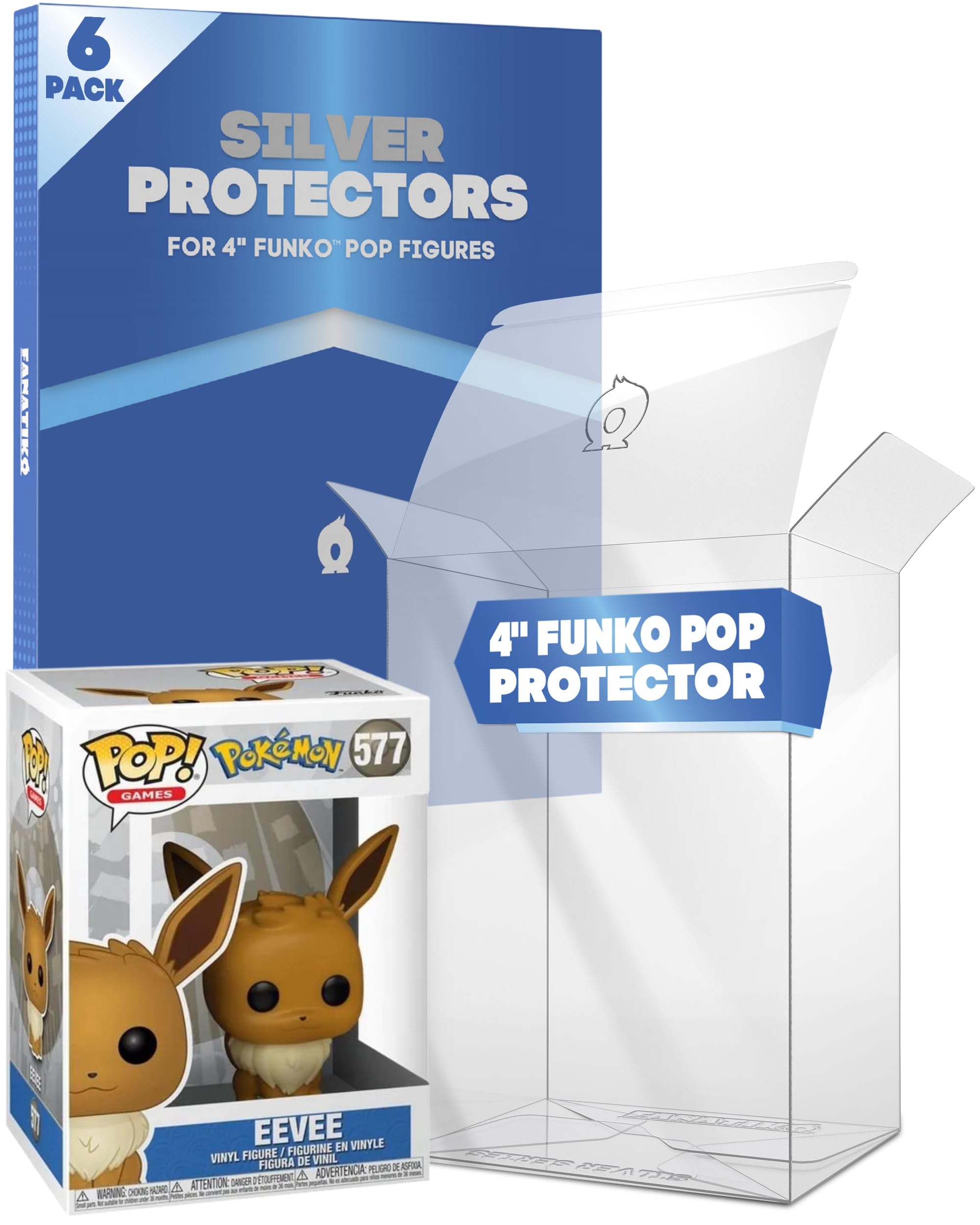 Fanatiko Pacchetto di 6, 12, 25 & 50 Protettori SILVER per Funko Pop 4'' – Protezione Funko Pop da 0,4 mm – Mantieni la tua Collezione in Perfette Condizioni Grazie al tuo Pop Protector