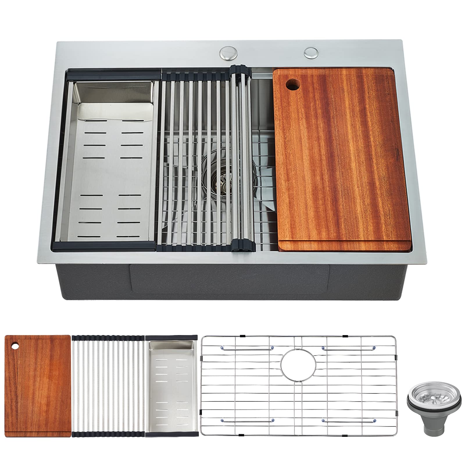 EcoChannels Kitchen Sink, 25 x 22 Inch Drop in Kitchen Sink Stainless