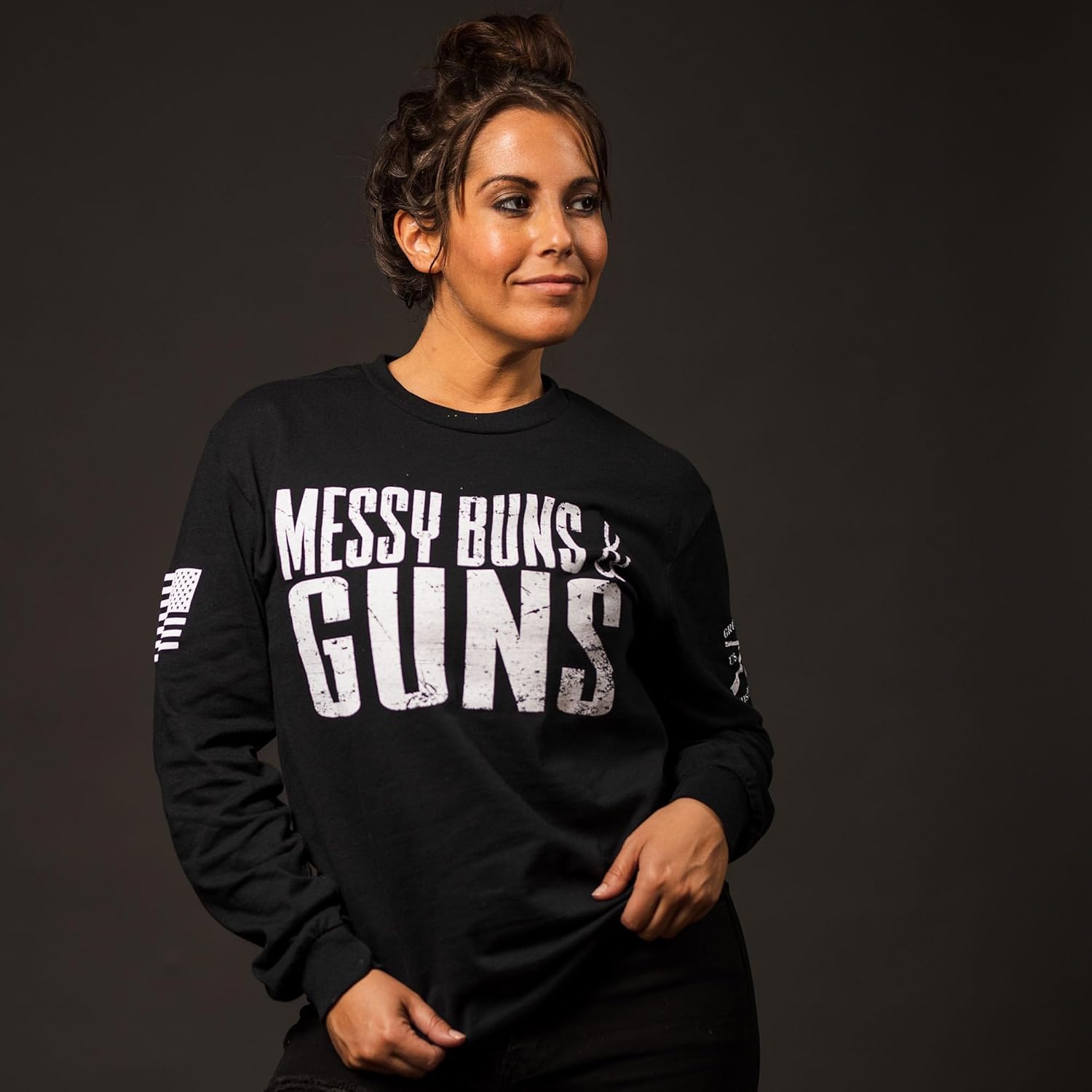 Grunt Style Messy Buns & Guns Women's Long Sleeve T-Shirt - Image 2