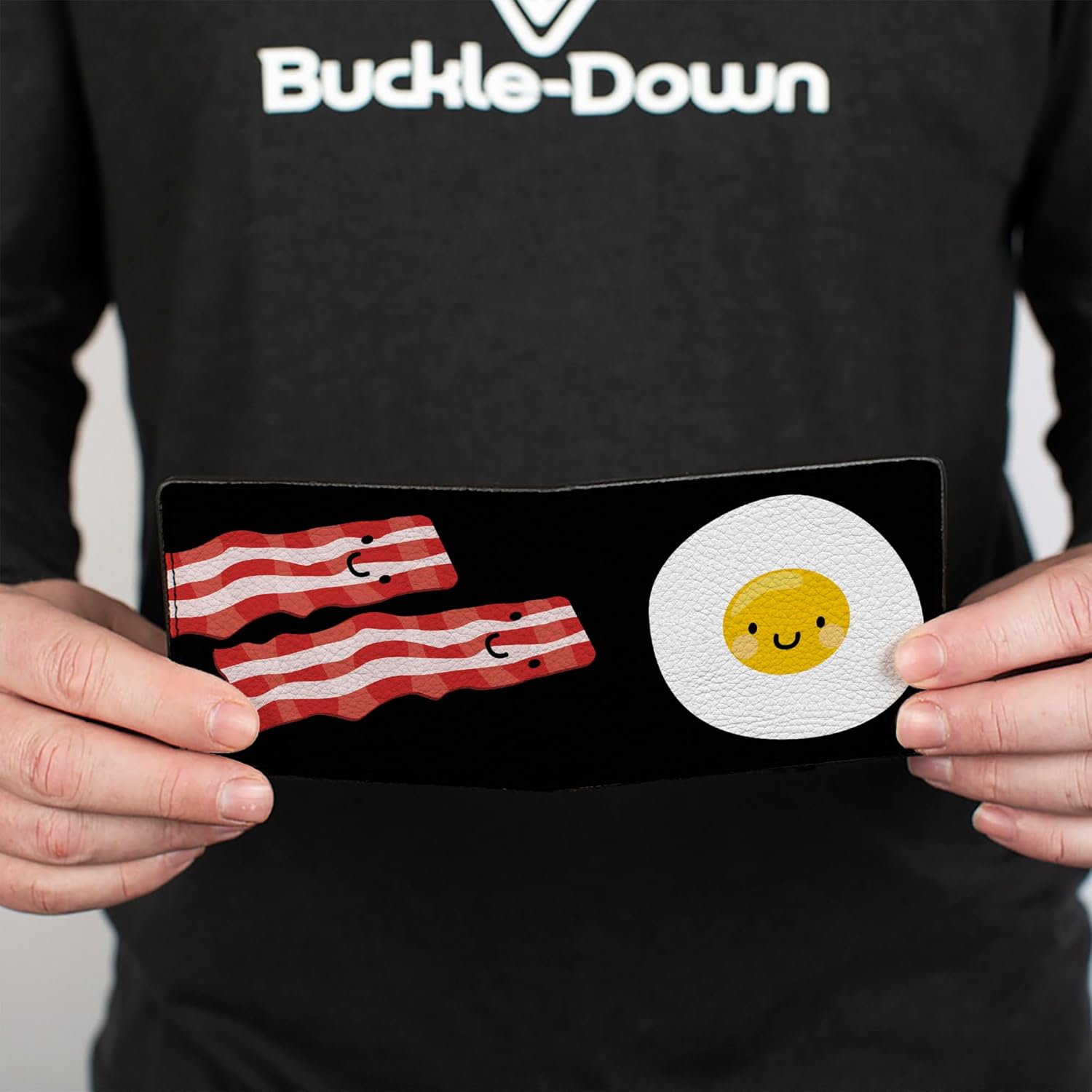 Buckle-Down Men's PU Bifold Wallet-Bacon & Eggs Black, Multicolor, 4.0" x 3.5" - Image 4