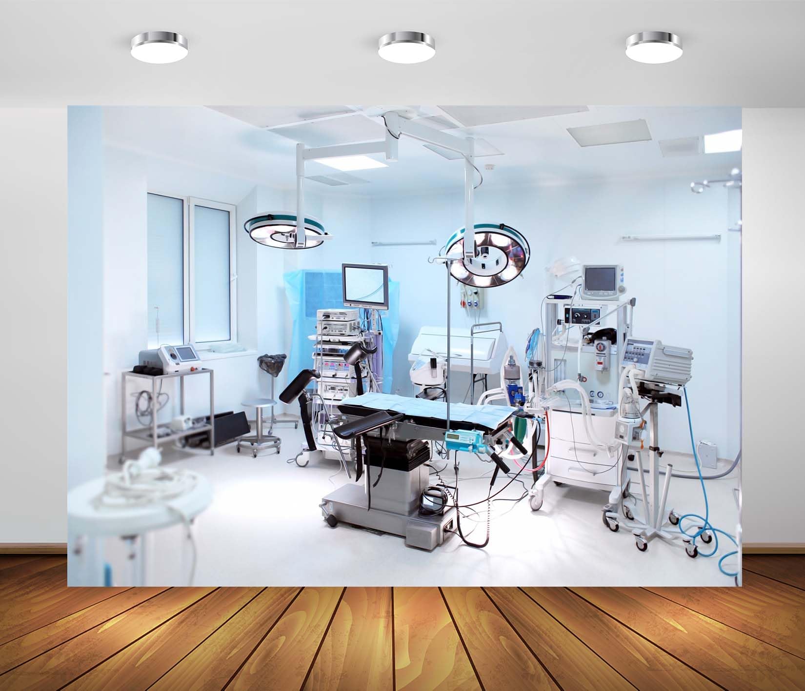 BELECO 4.6x2.5m Tissu Fond Bloc Opératoire Hôpital Matériel Médical Moderne Chirurgie Lit Anesthésie Portrait Médecin Infirmière