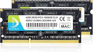 8GB 2RX8 DDR3 1333MHz SODIMM RAM PC3-10600S CL9 1.5V 204-Pin Non-ECC Unbuffered Compatible for Apple Mac/iMac/Laptop Upgrade Module Ram
