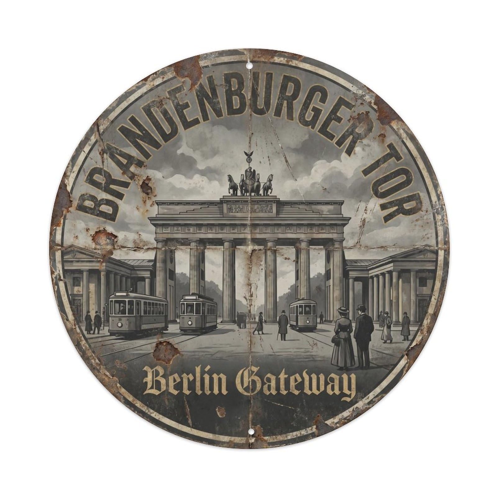 Vintage Travel Berlin Wall Memorial Metal Tin Sign Plaque Wall Decor for Cafe, Club, Garden Round Metal Poster 8x8Inch