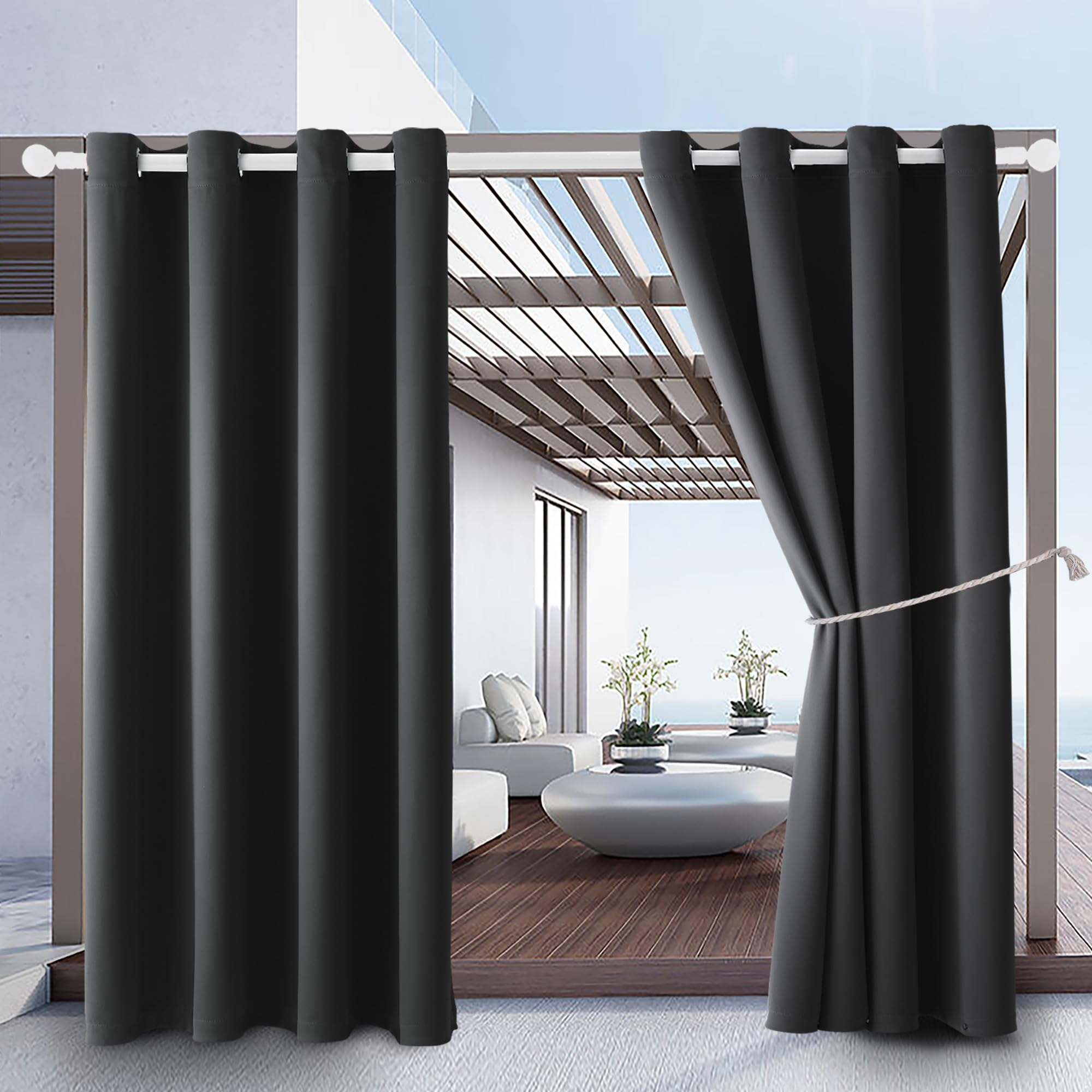 DIVA EN CAMINO DEC Outdoor Patio Curtain Waterproof Darkening Thermal Insulated Indoor Curtains for Bedroom, Porch, Living Room, Pergola, Cabana, W52