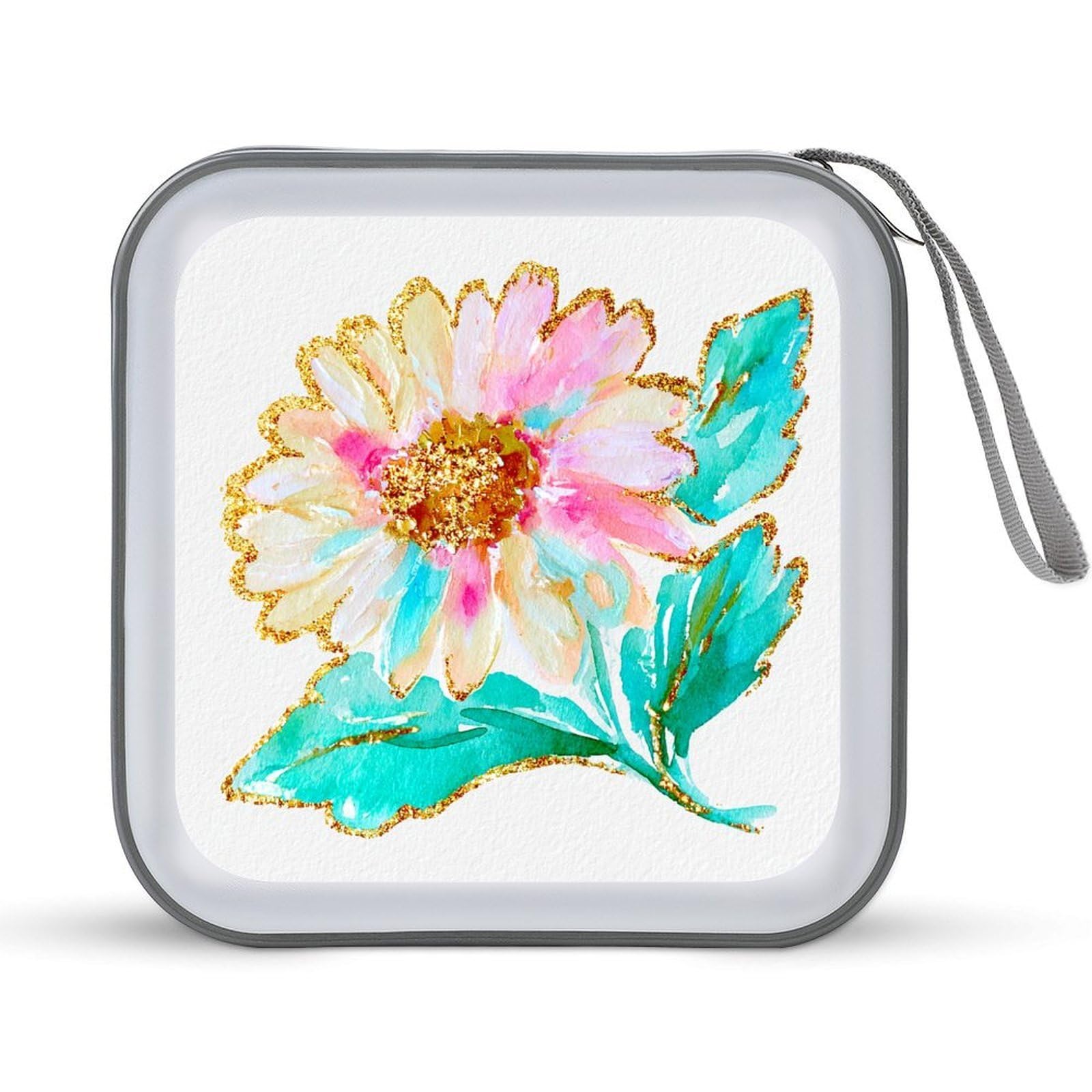 Jubonexis Daisy Sprig with Cream Petals Golden Centers CD Case DVD Storage Case Portable for Car Home Travel