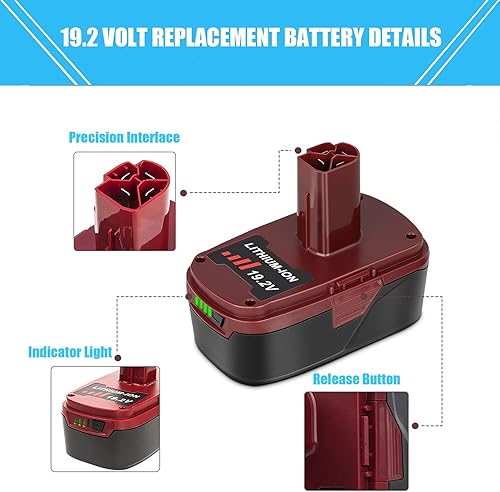 Miniatura 8 de JYJZPB Paquete de 2 baterías de litio de 6.5 Ah para Craftsman 19.2 voltios, batería DieHard C3 XCP 315.115410 315.11485 130279005 1323903 120235021