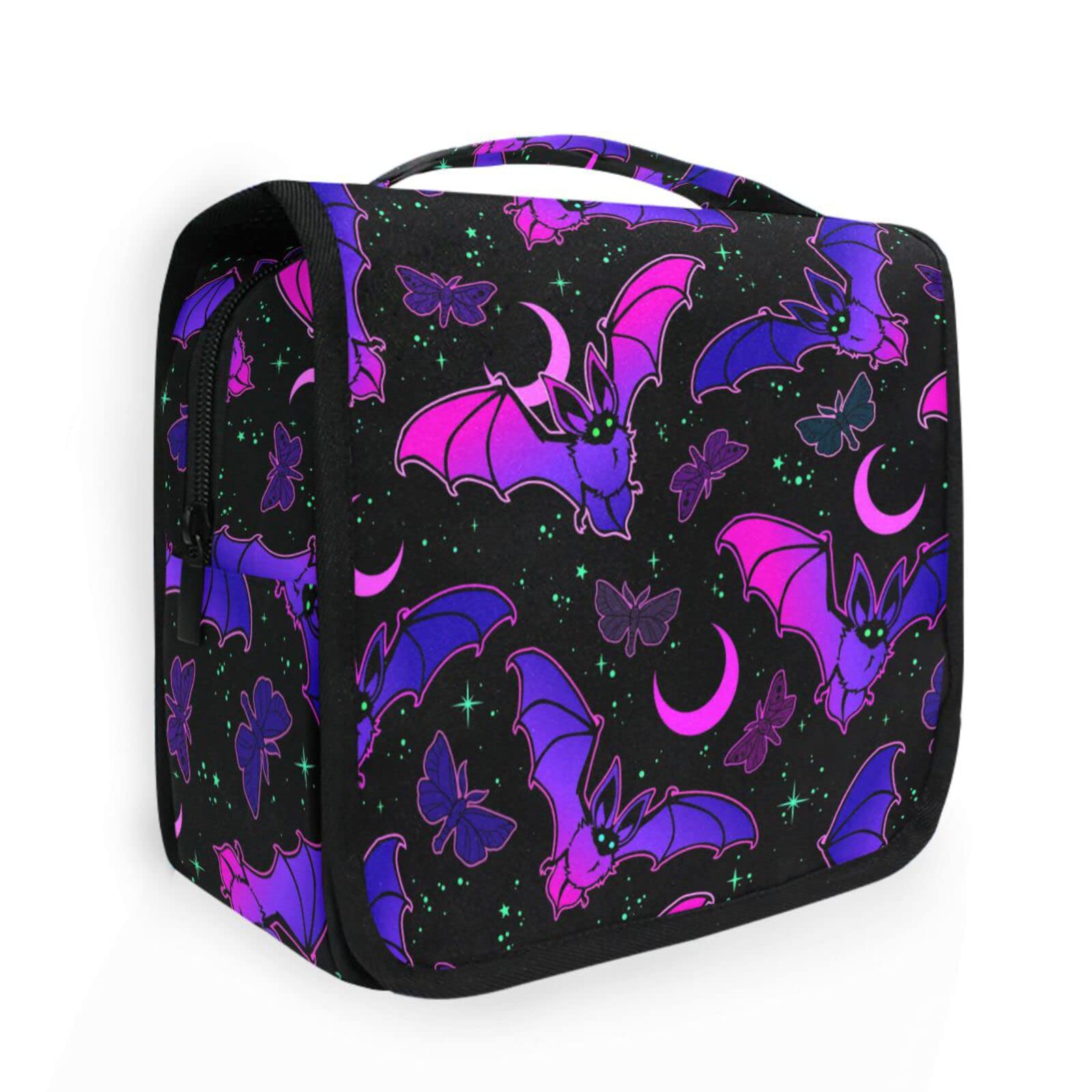 Hanging Toiletry Bag Purple Bat Gothic Travel Makeup bag
