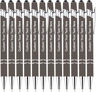 Custom Pens, Personalized Pens with Name, Customized Engraving Pen with Stylus Gift for Christmas, Wedding, Business 12 PCS Black Ink