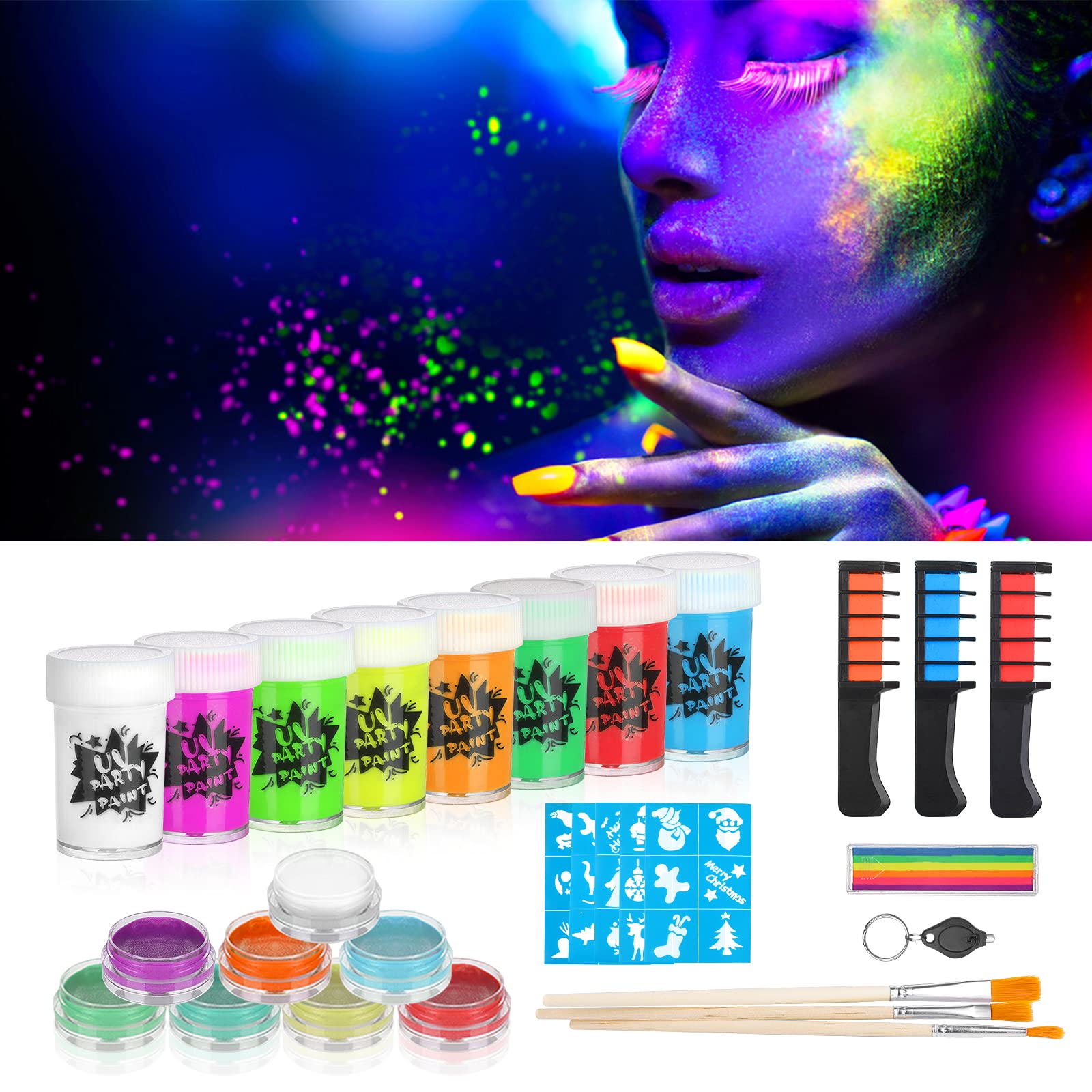 Buy Creamify Neon Paint Set UV Face Paint Body Fluorescent with 8*20g