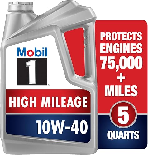 Mobil 1 - Aceite sintético High Mileage 10W-40 para motor, 5 cuartos de galón, gris