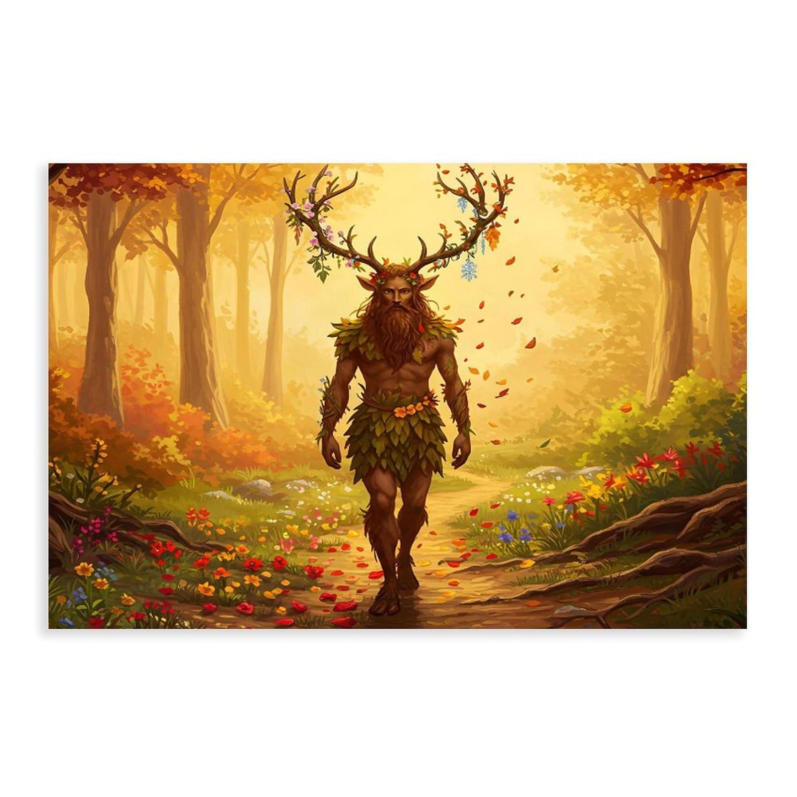 OQUAJK Cernunnos Celtic God Canvas Poster Wall Art Decor Print Picture Paintings for Living Room Bedroom Decoration 12x18inch(30x45cm)