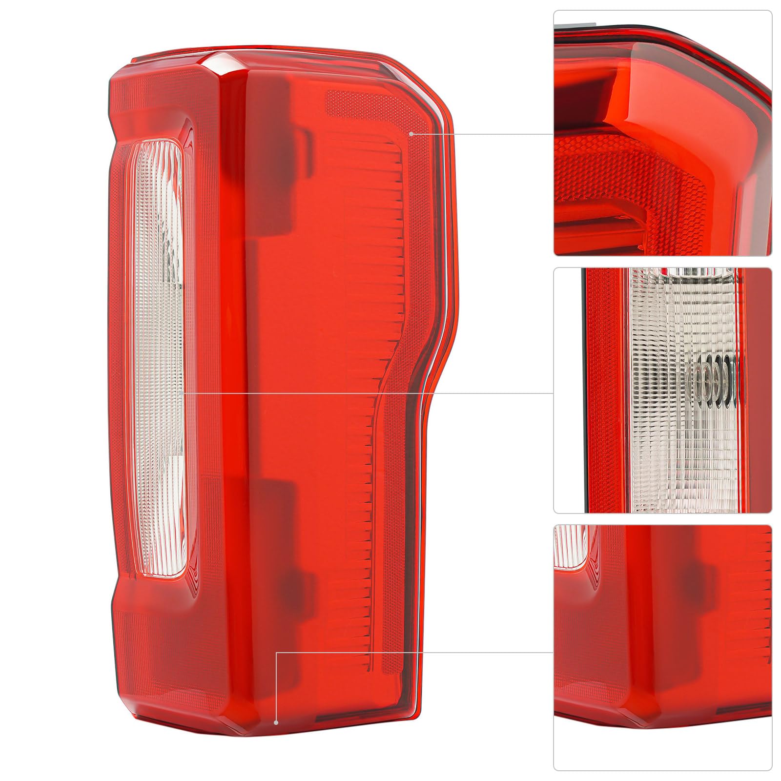 For 2023-2024Ford F250 F350 SUPER DUTY w/o Blind Spot Models Halogen Tail Light Assembly Replacement, Right Passenger Side Rear Brake Lamp Taillight Red Clear Lens Rear Tail Light