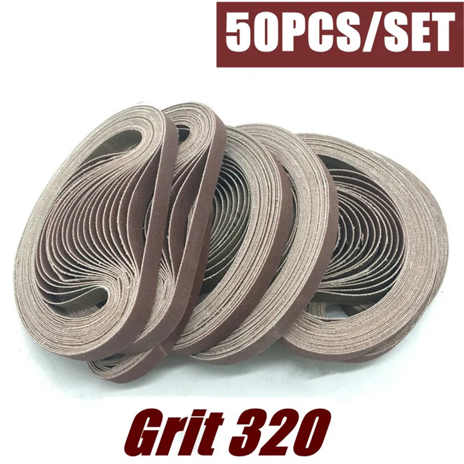 50 pz/set 330 * 10MM Nastri Abrasivi 40-1000 Grana Carta Vetrata Banda Abrasiva for Legno Morbido Metallo Rettifica lucidatura(320)
