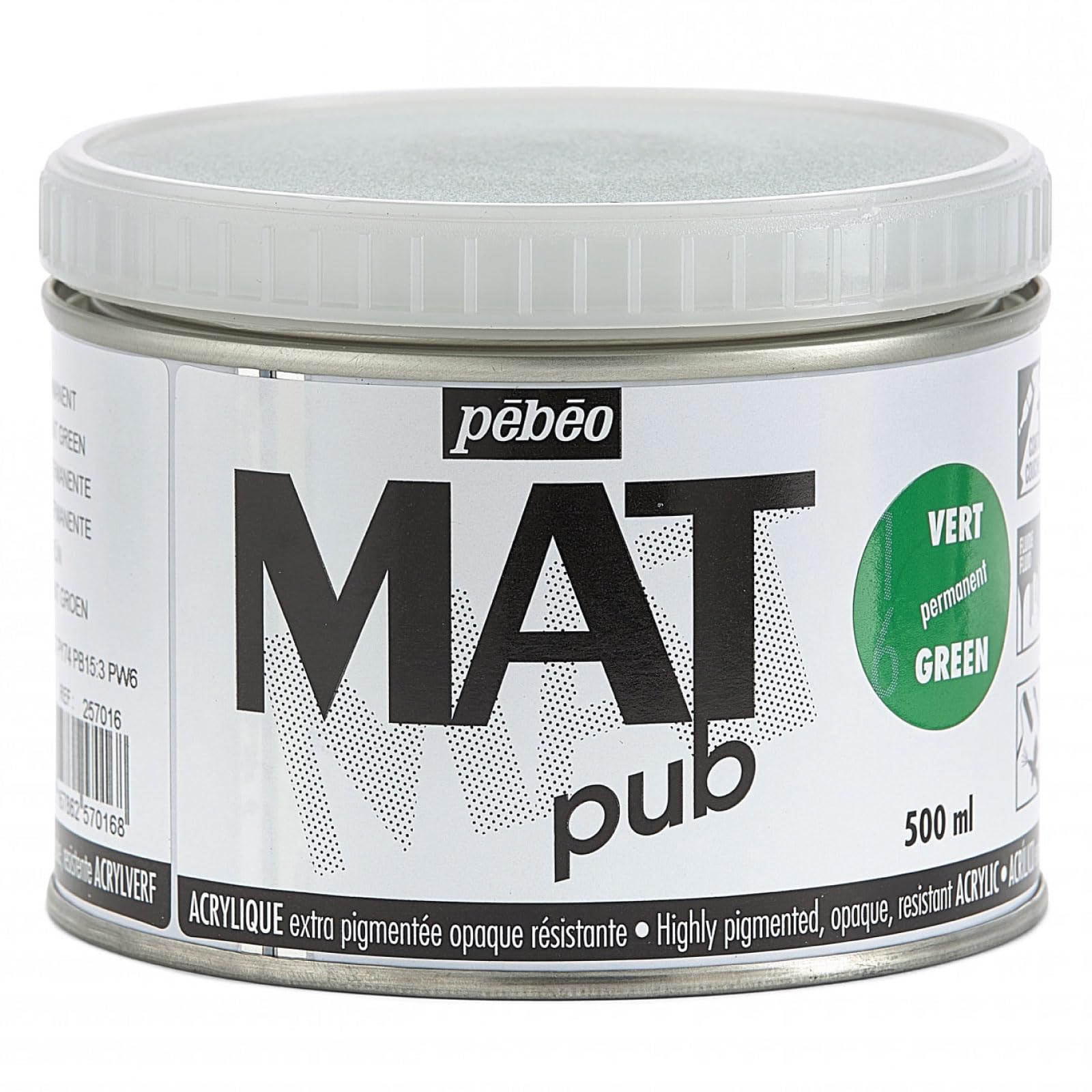 Pebeo : Mat Pub : Acrylic Paint : 500ml : Permanent Green