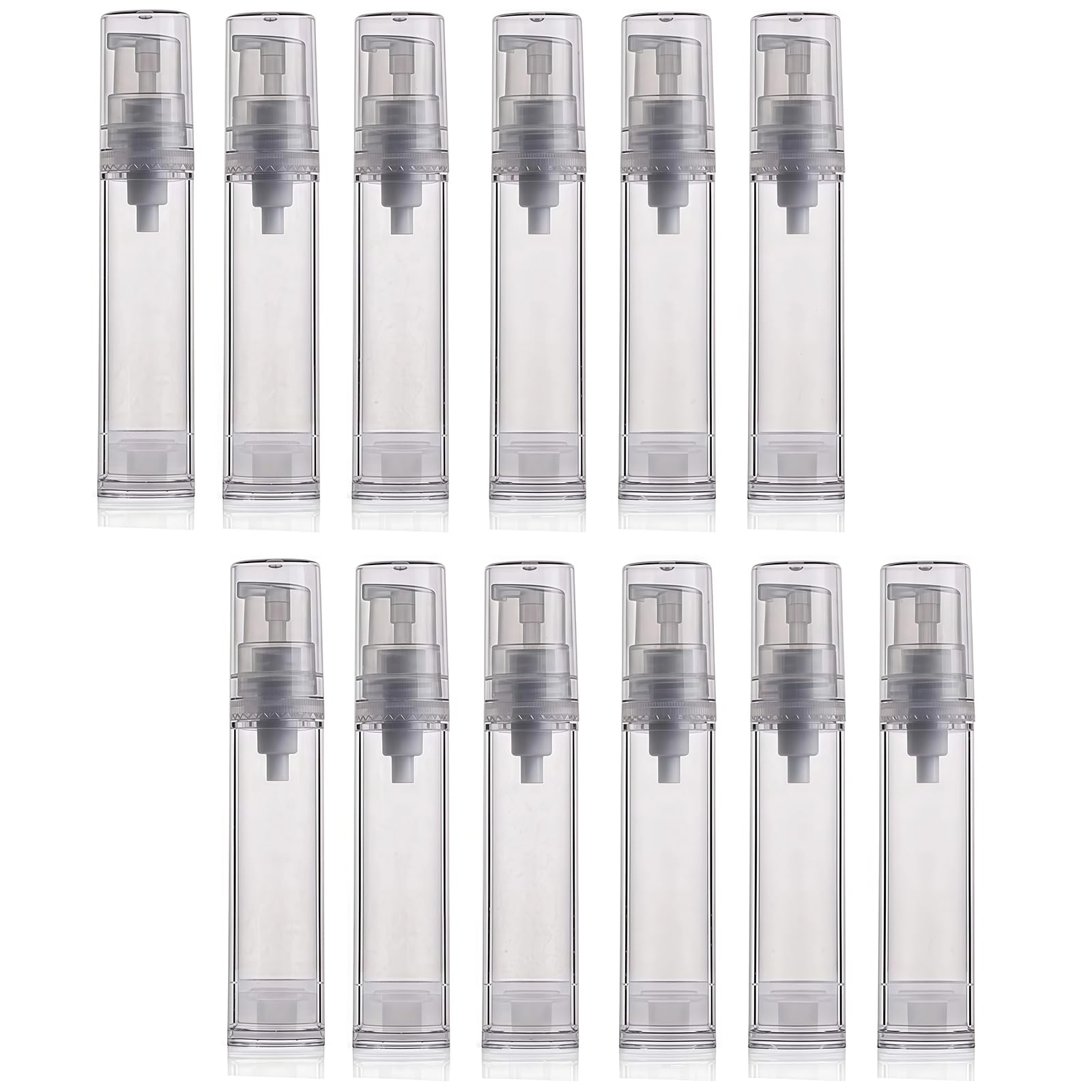Bamboopack Transparent 12Pcs 15Ml Clear Airless Cosmetic Cream Pump Bottle Refillable Travel Dispenser Lotion Pump Containers Vacuum Press Pump Bottles For Foundation Cream Essence