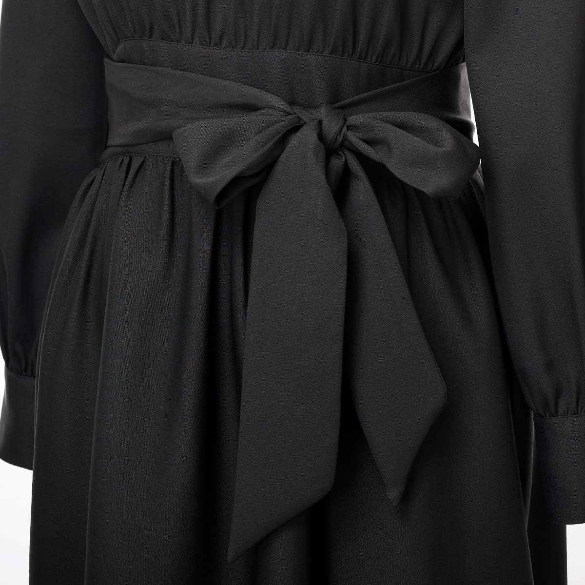 Church Clergy Dress for Women Long Sleeve A Line Elegant Maxi Dress with Tab Insert Stand Collar and Belt - Image 2