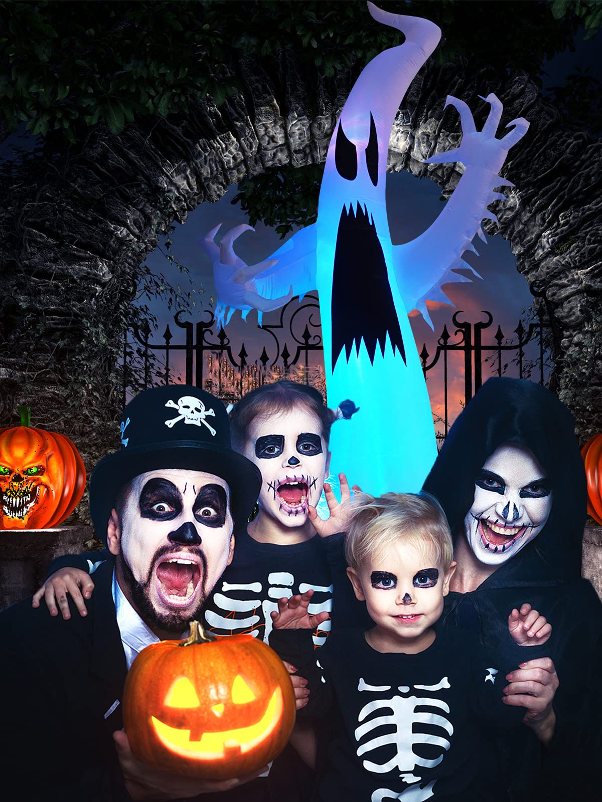 11.8 pies Halloween Inflables Decoración con Luces LED, EBANKU Halloween Decoración de Jardín Interior al Aire Libre Fantasma Inflable Jardín Patio Fiesta de Terror