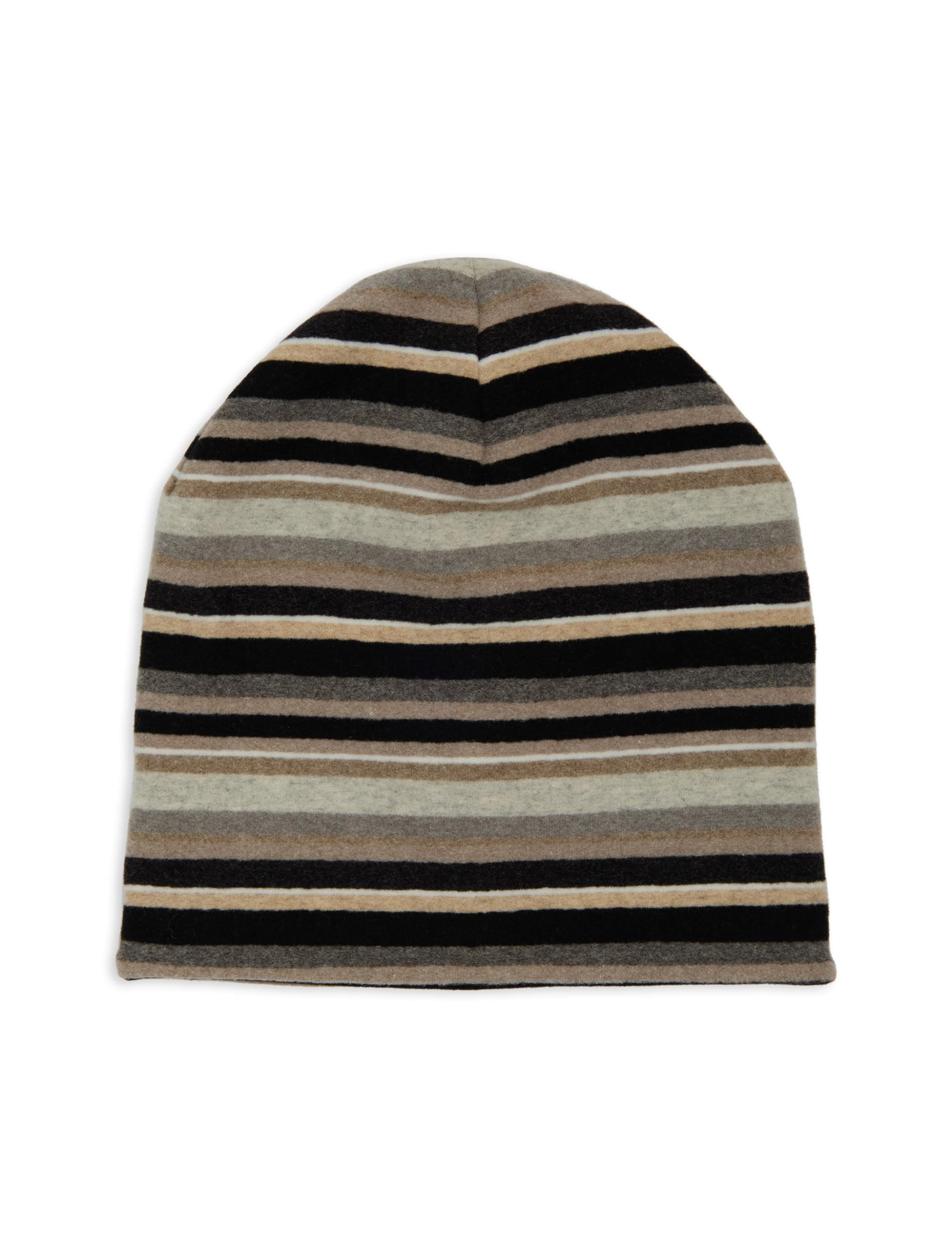 Gallo Unisex Reversible Black Fleece Beanie with Multicoloured Stripes..