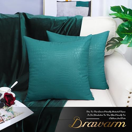 Miniatura 199 de BRAWARM Fundas de almohada de piel sintética de 16 x 16 pulgadas, paquete de 2 fundas de almohada de cuero plateado, almohadas decorativas de piel