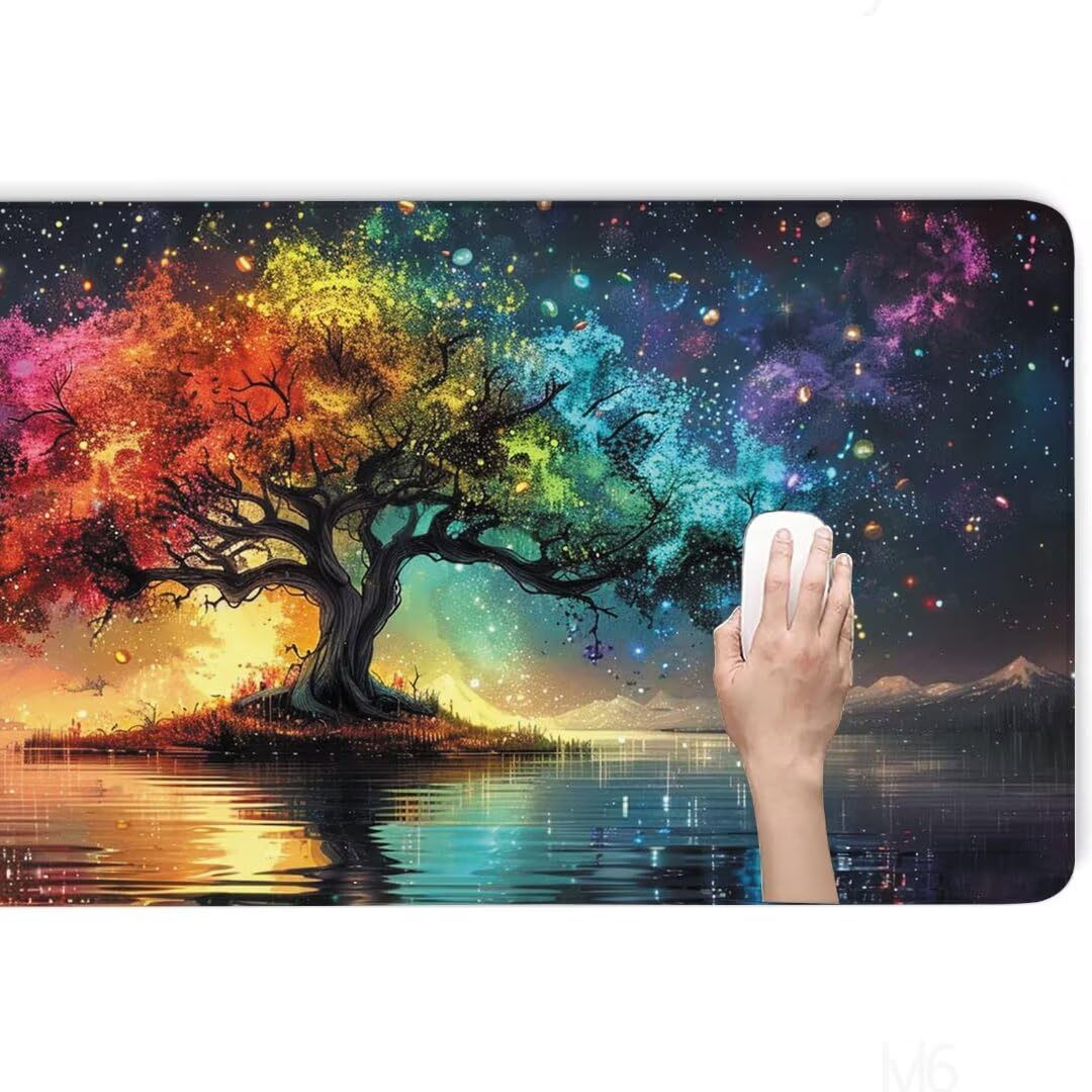 Podkładka pod mysz, kolorowa, duża podkładka pod mysz, 900 x 600 mm, podkładka pod mysz, antypoślizgowa gumowa podstawa, wodoodporna podkładka na biurko, zwiększona precyzja i prędkość, podkładka pod