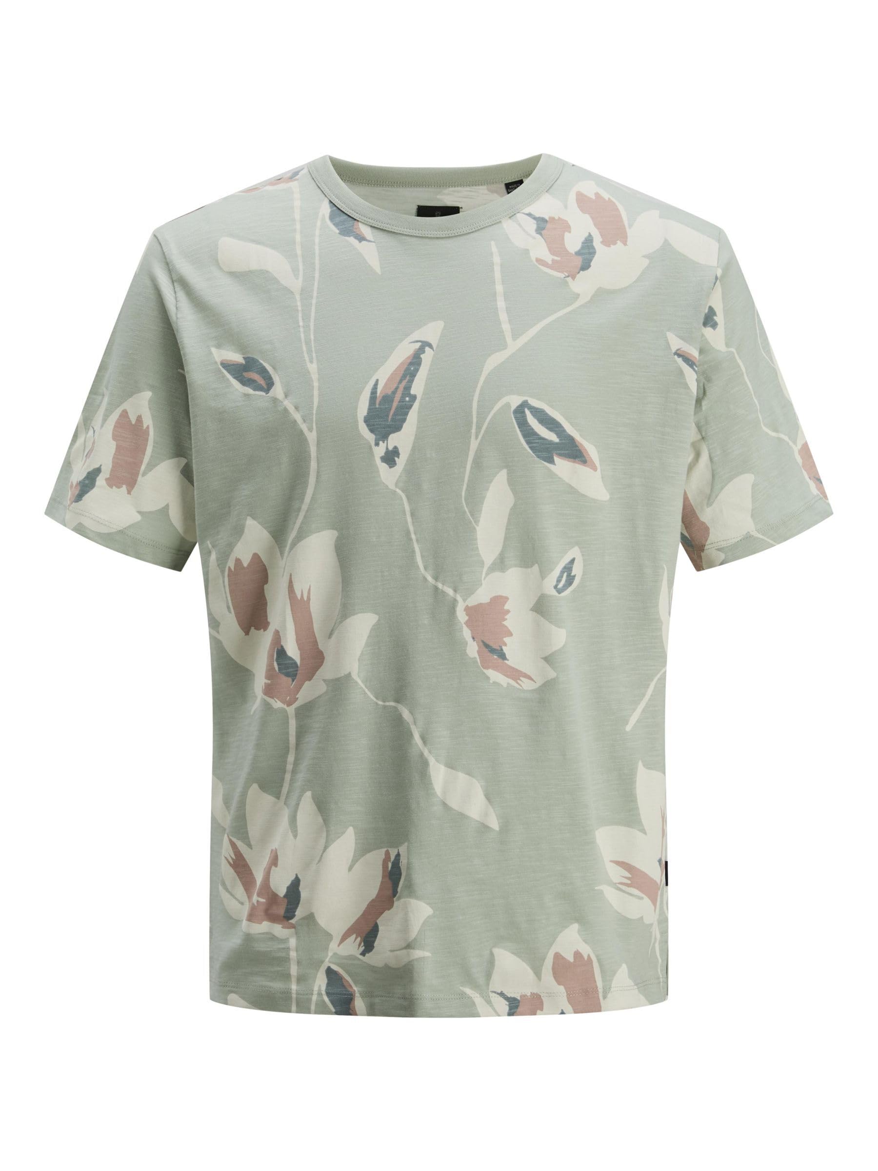 Jack & Jones Men's Jprblapalermo AOP SS Tee, Aqua Gray, M