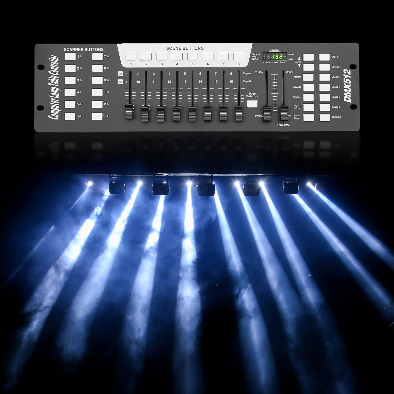 192DMX Controller Profi 192 Kanäle DMX512 - Automatikmodus mit 240 Szenen & 6 Chases für Moving Heads/LED PAR, CE/FCC (Schwarz)