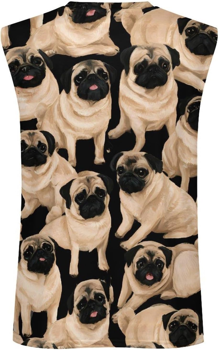 Pug Dogs Men Summer Sleeveless Crew Neck Top 5XL