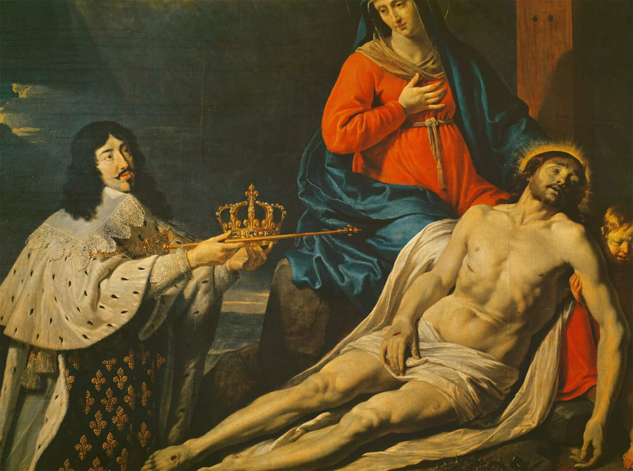 SERENDIPITP Vintage Picture Print on Canvas Wall Art Poster the Vow of Louis Xiii King of France and Navarre Detail by Philippe De Champaigne Artwork Print Poster for Wall Decor 60x90cm