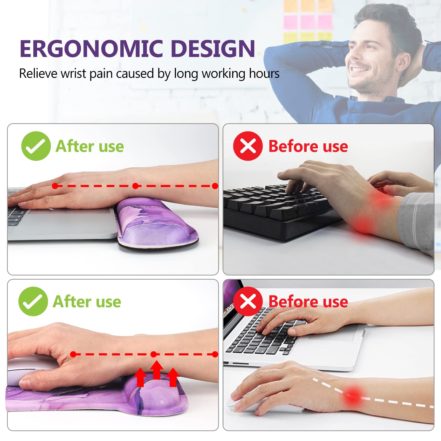 AIMSA Ergonomic Wrist Rest & Mouse Pad - Pain Relief -4