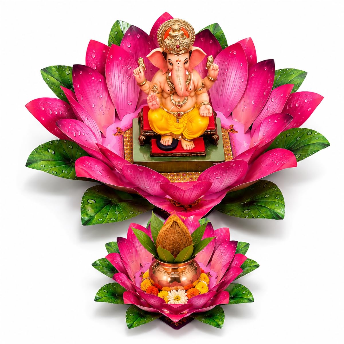 Shree SPACE LAXMI Lotus DIY Paper Decoration Kit Set of 2 Large-Small Lotus | Shree Space Laxmi Lotus DIY Paper Decoration Set of 2-picture-16