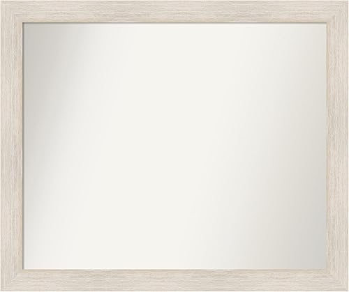 Amanti Art Espejo de baño blanco para sobre el fregadero, 36 x 43 pulgadas, espejo rectangular de tocador rectangular de madera blanca lavada a