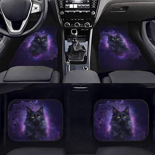 Liuqpwys Purple Black Cat Car Floor Mats All Weather Anti Slip Driver Seat, Pass