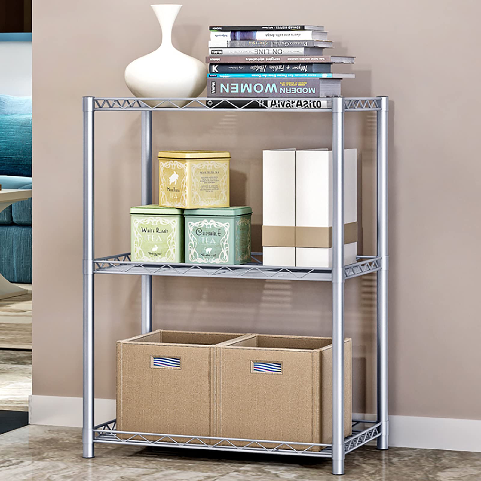 Tavolo da cucina in acciaio inox, 56 x 35 x 80 cm, tavolo da cucina in acciaio inox, per carichi pesanti, 3 ripiani, per dispense, ristoranti, cucine, grandi cucine