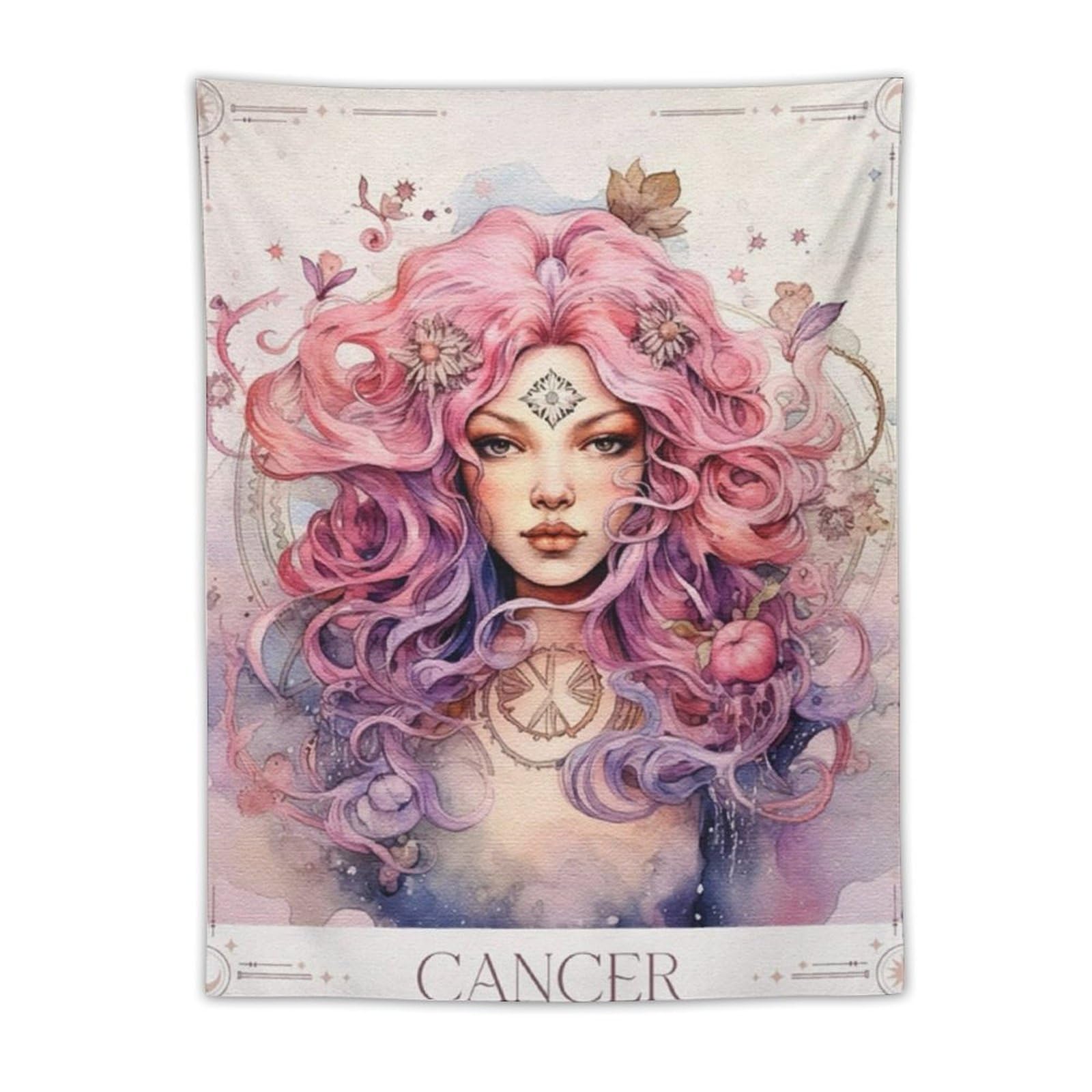 Twelve Constellations Illustration Poster CANCER Tapestries Art Print Wall Photo Paint Tapestry Hanging Picture Family Bedroom Decor Gift 30"x40"