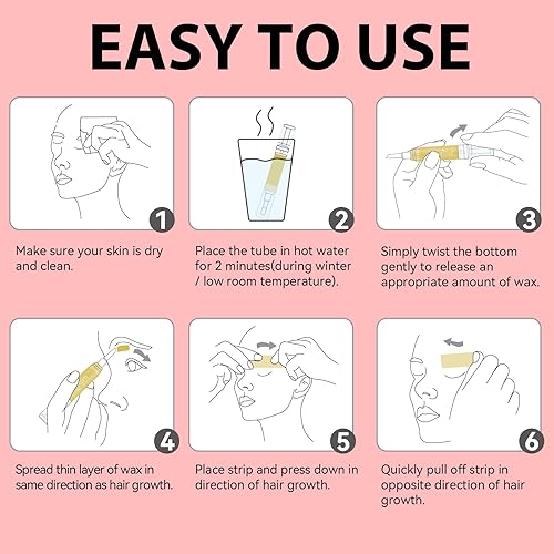 Miniatura 7 de Kit de depilación de cejas para depilación con 20 mini tiras de depilación y 0.18 oz de cera vegetal natural que da forma a tus cejas, kit
