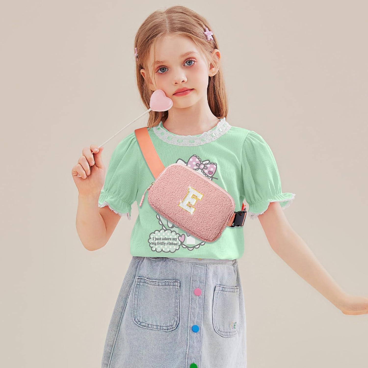 Birthday Gifts for 4 5 6 7 8 9 10 11 12 13 Year Old Girls Initial Fanny Pack Crossbody Bag Belt Bag Purse, Gifts for Teen Girls Kids Pink E - Image 8