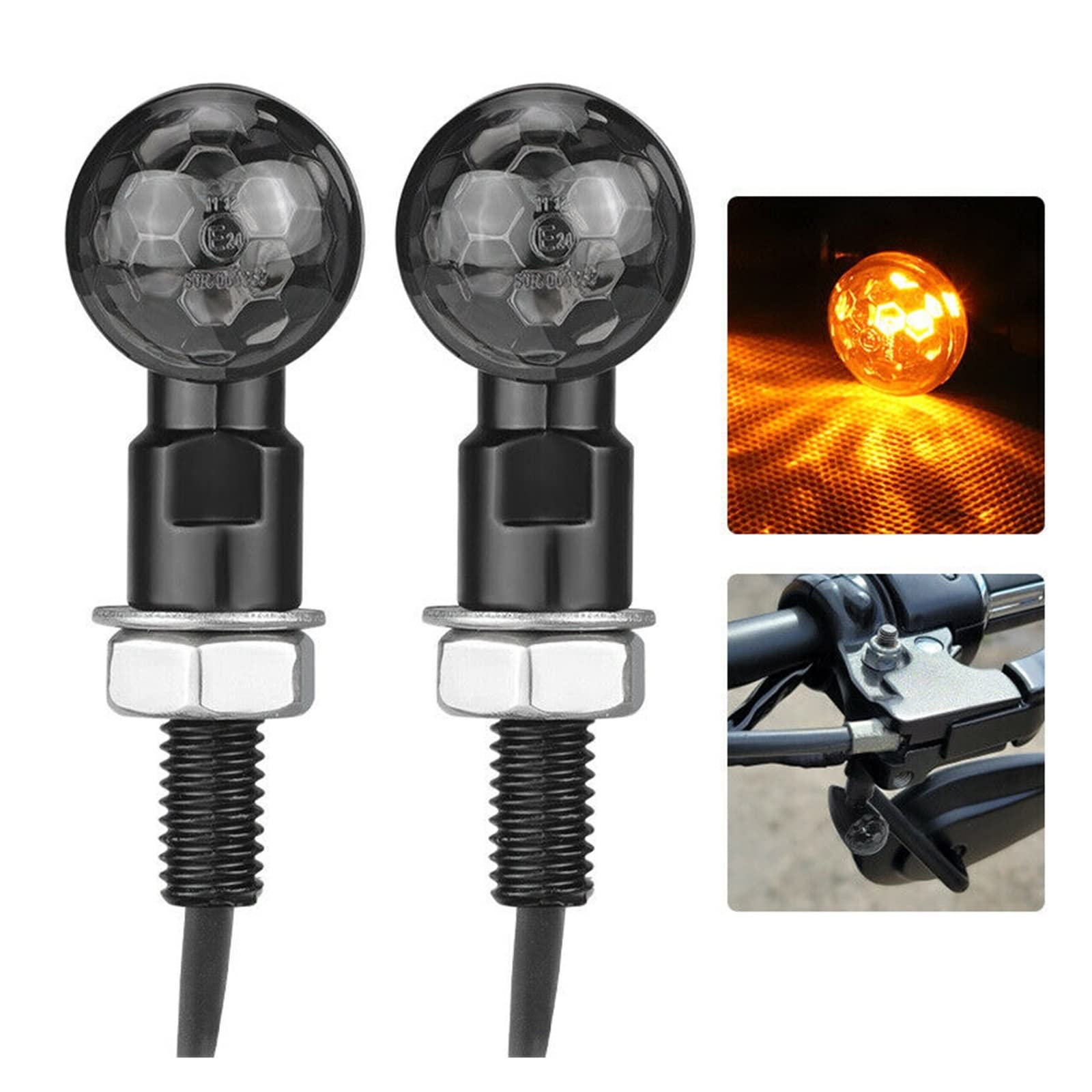 Clignotant Clignotants 2 Pièces LED Moto Clignotant Indicateur Ambre Clignotant Lumière Balle Lampe Voiture Accessoires