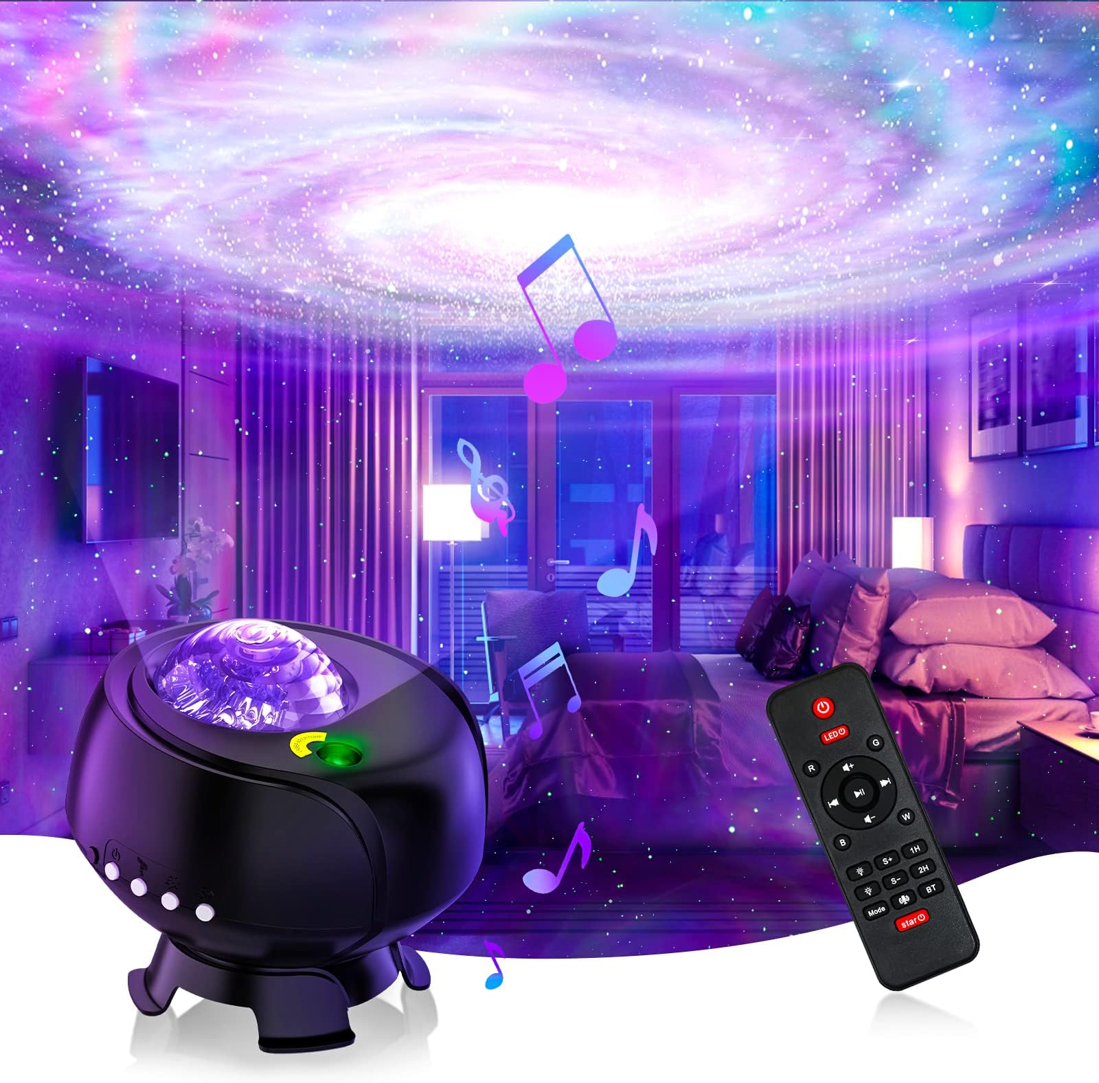 Galaxy Projector Light, Upgraded LED Star Projector Night Light with Large Coverage Area and Color Changing Rotating Nebula, Home Planetarium Projector with Remote Control, Galaxy Lamp for Bedroom