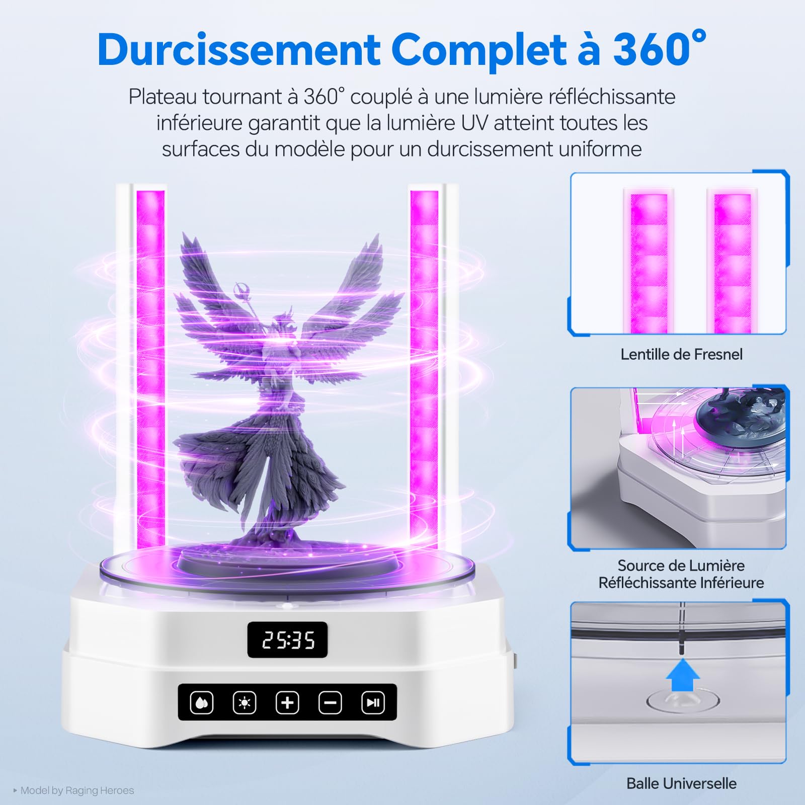 ELEGOO Mercury Plus 3.0 Wash and Cure Machine de Nettoyage et de Durcissement UV pour Lavage et Séchage UV d'Imprimantes 3D Résine LCD/DLP/SLA de Grand Format Mars Saturn